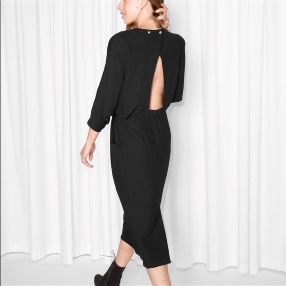 & Other Stories Dresses & Skirts - & Other Stories Open Back Black Crepe Midi Dress